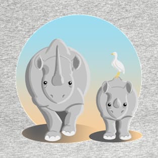 Rhinoceros mother and calf T-Shirt